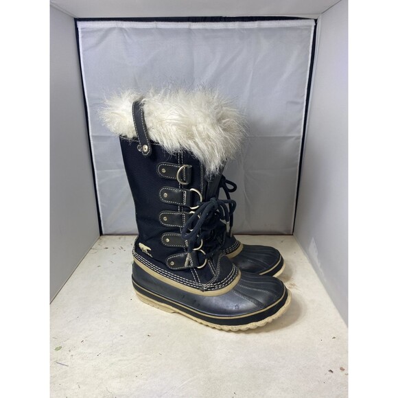 Sorel Joan of Arctic 10th Anniversary Boots Size Women's 8 Black Faux Fur - Picture 1 of 16